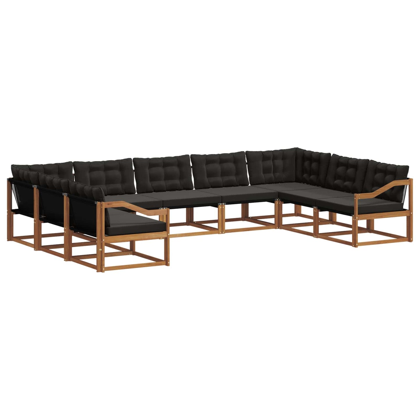 Set di divani da esterno con cuscino 9 pcs Naturale e Nero