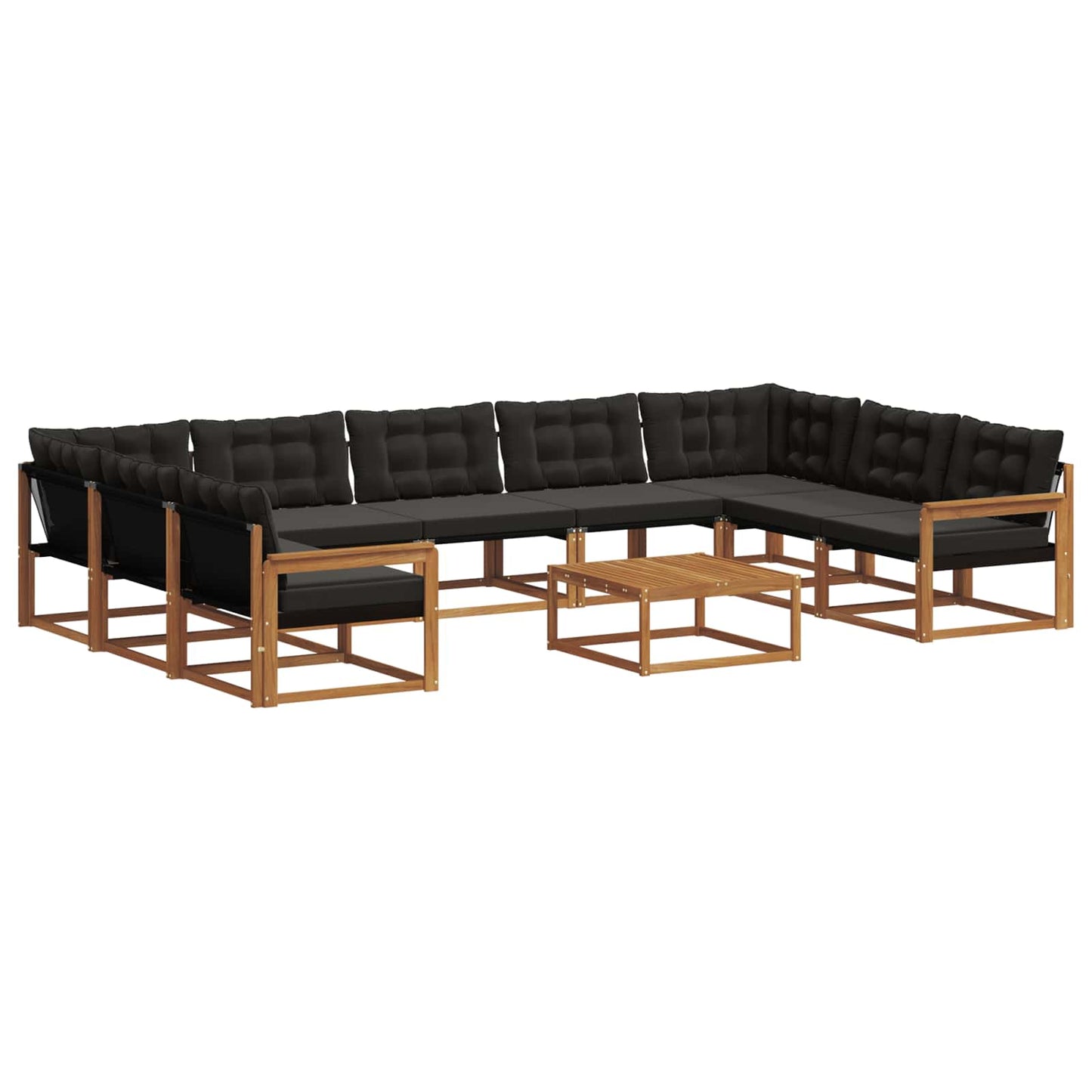 Set di divani da esterno con cuscino 10 pcs Naturale e Nero