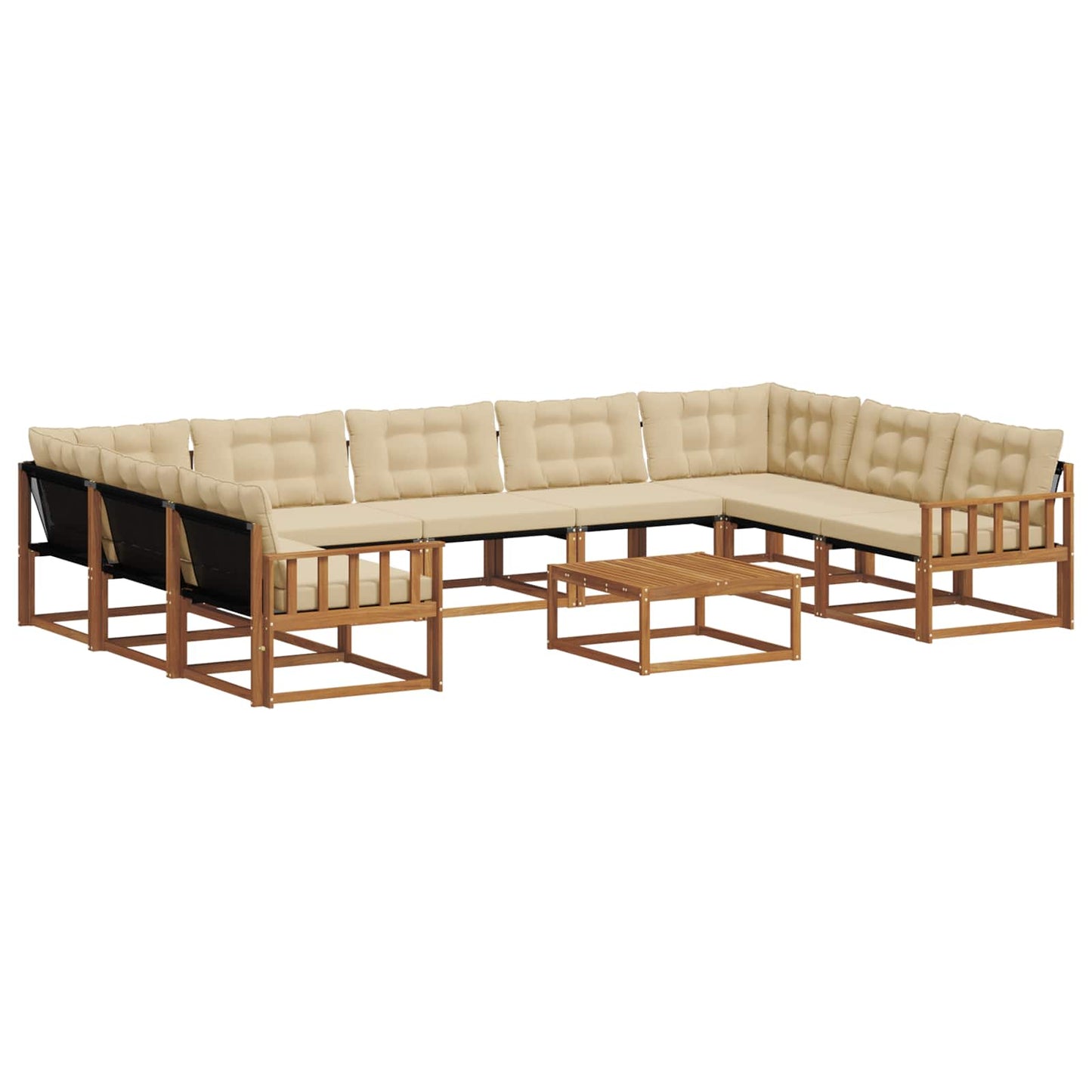 Set di divani da esterno con cuscino 10 pcs Naturale e Beige