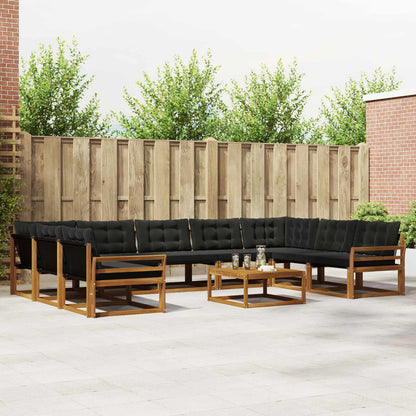 Set di divani da esterno con cuscino 10 pcs Naturale e Nero