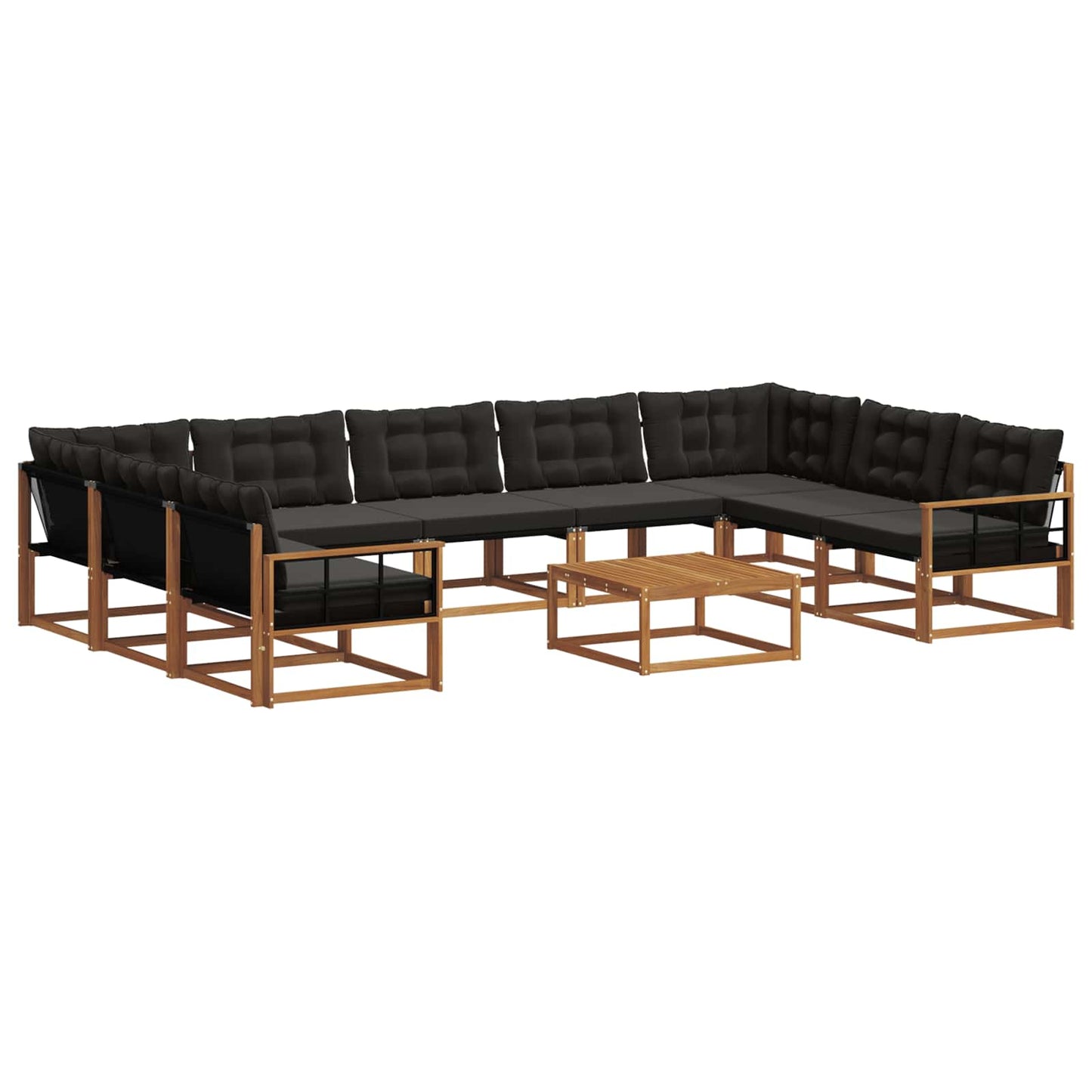 Set di divani da esterno con cuscino 10 pcs Naturale e Nero