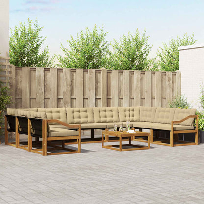 Set di divani da esterno con cuscino 10 pcs Naturale e Beige