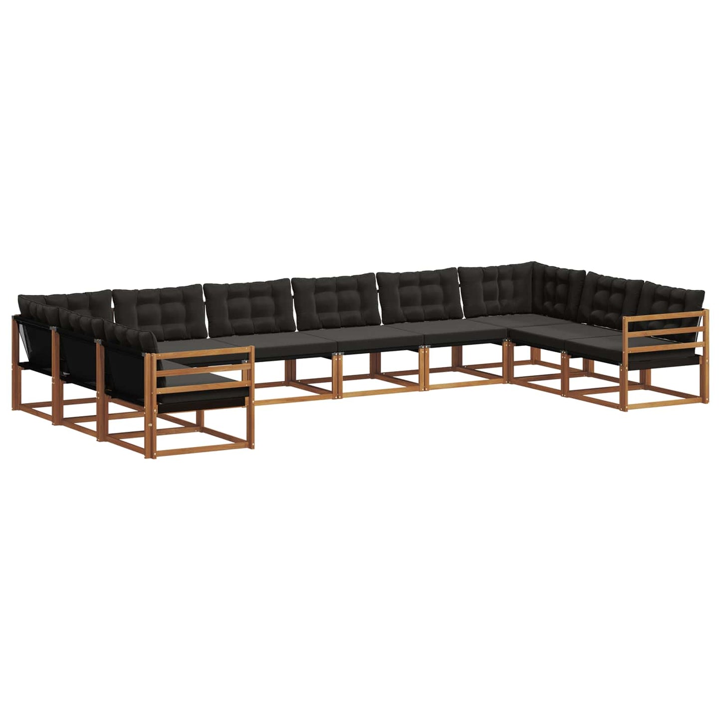 Set di divani da esterno con cuscino 10 pcs Naturale e Nero