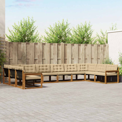 Set di divani da esterno con cuscino 10 pcs Naturale e Beige