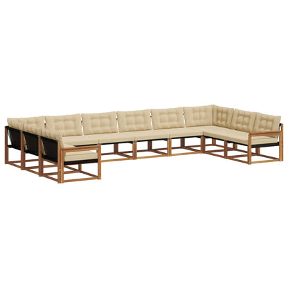 Set di divani da esterno con cuscino 10 pcs Naturale e Beige