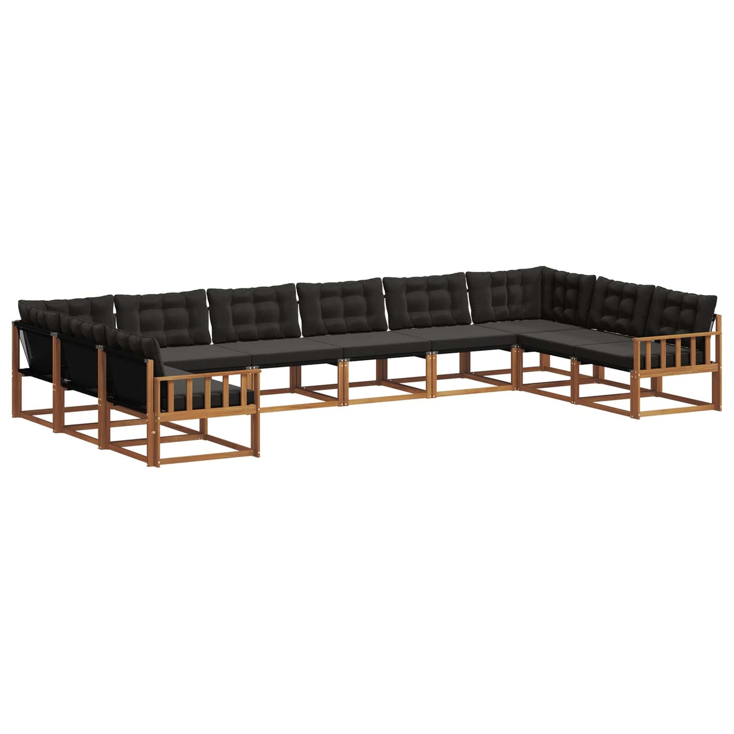 Set di divani da esterno con cuscino 10 pcs Naturale e Nero