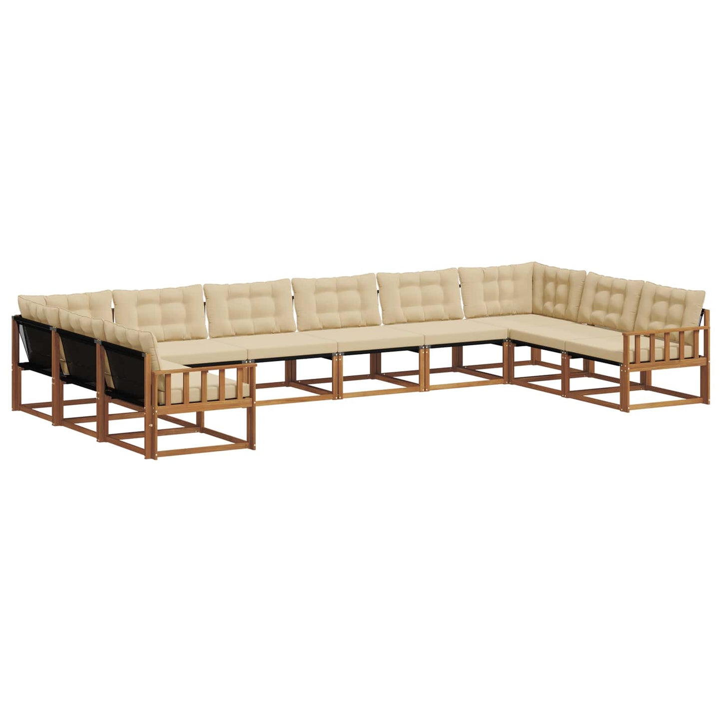 Set di divani da esterno con cuscino 10 pcs Naturale e Beige