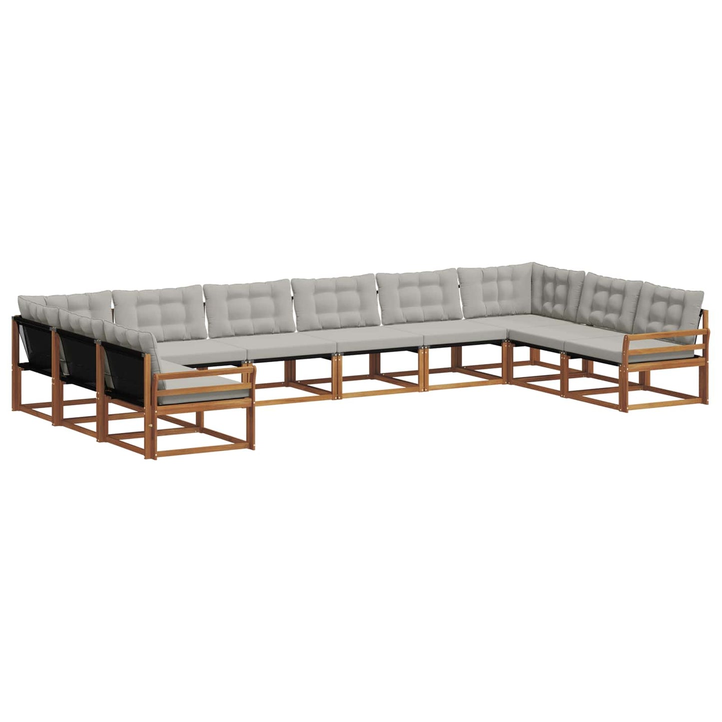 Set di divani da esterno 10 pcs Grigio Naturale e Chiaro