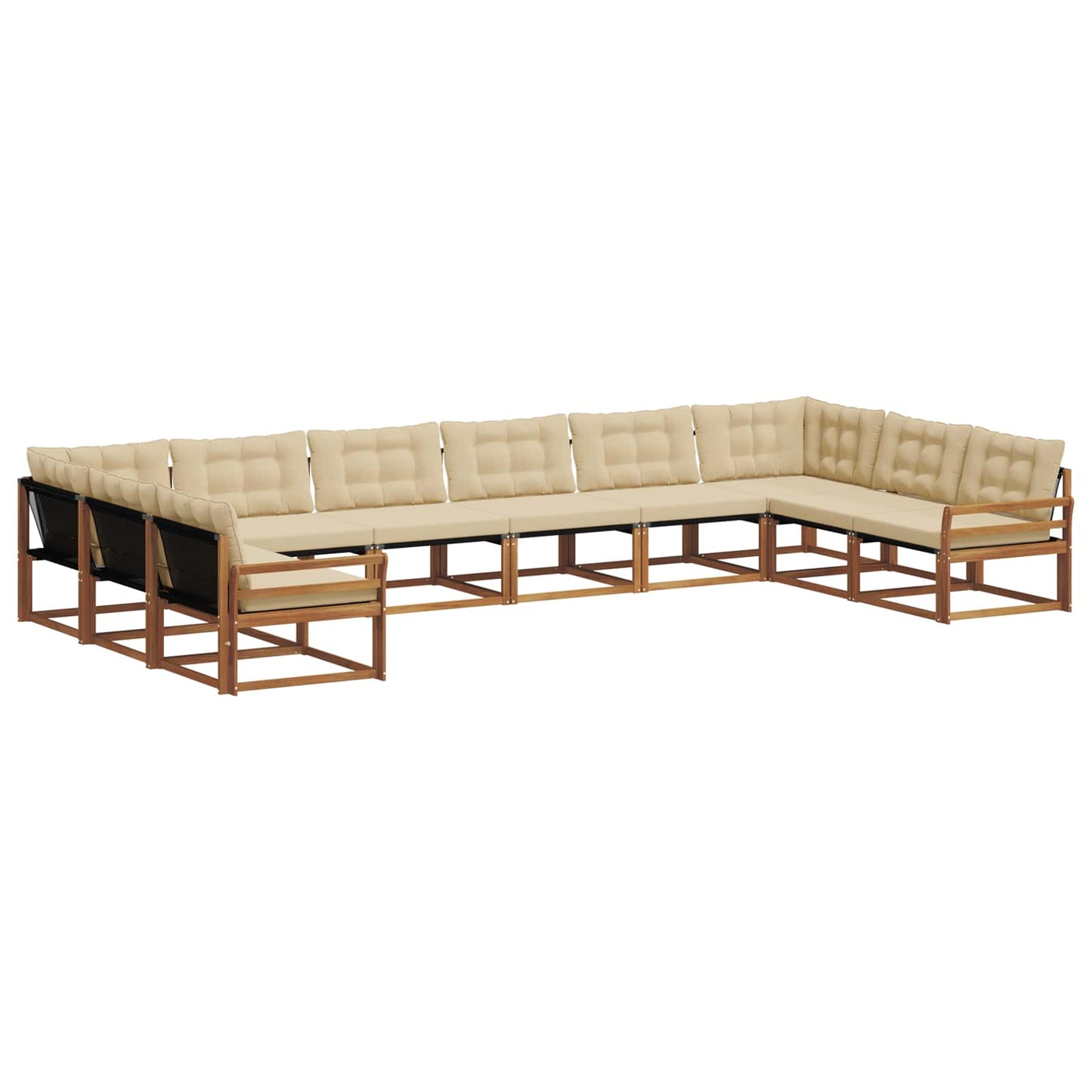 Set di divani da esterno con cuscino 10 pcs Naturale e Beige