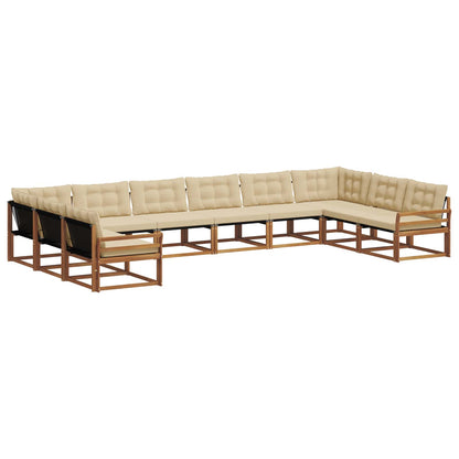 Set di divani da esterno con cuscino 10 pcs Naturale e Beige