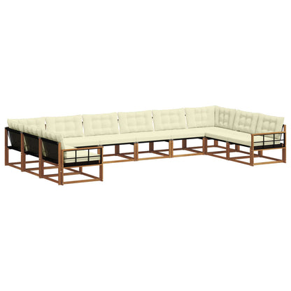 Set di divani da esterno con cuscino 10 pcs Naturale e Crema