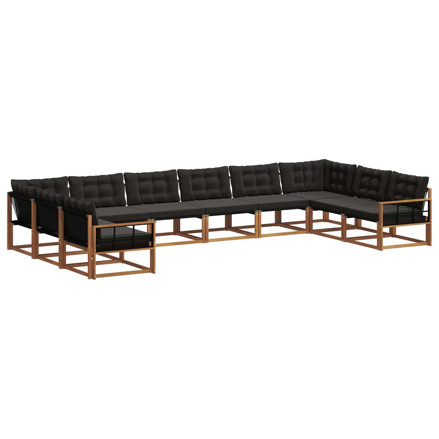 Set di divani da esterno con cuscino 10 pcs Naturale e Nero