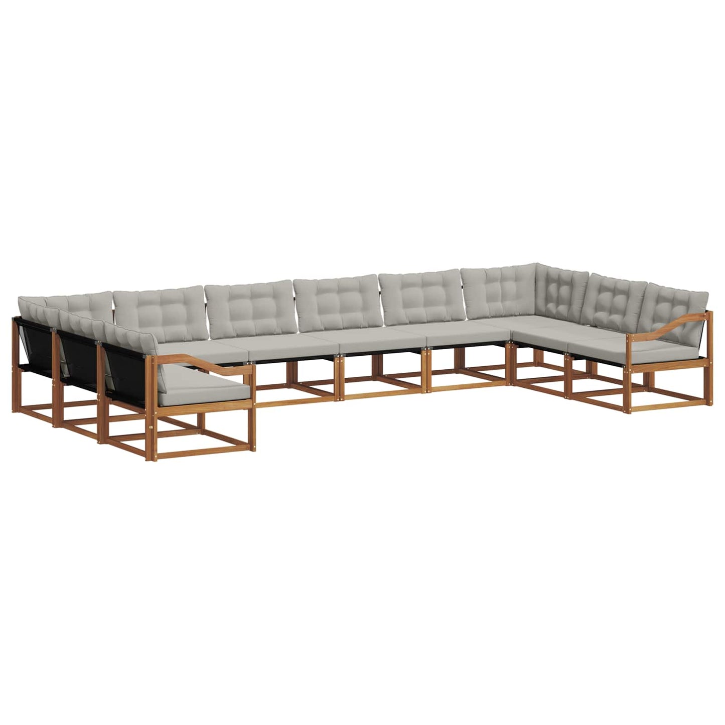 Set di divani da esterno 10 pcs Grigio Naturale e Chiaro