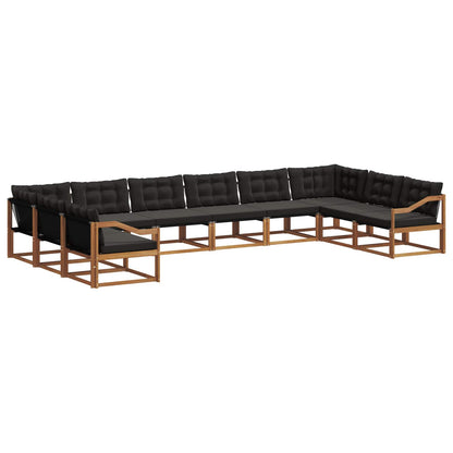 Set di divani da esterno con cuscino 10 pcs Naturale e Nero