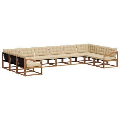 Set di divani da esterno con cuscino 10 pcs Naturale e Beige