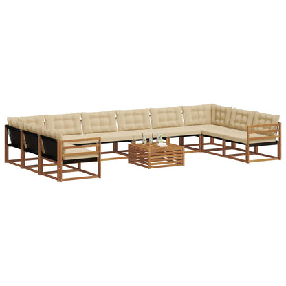 Set di divani da esterno con cuscino 11 pcs Naturale e Beige