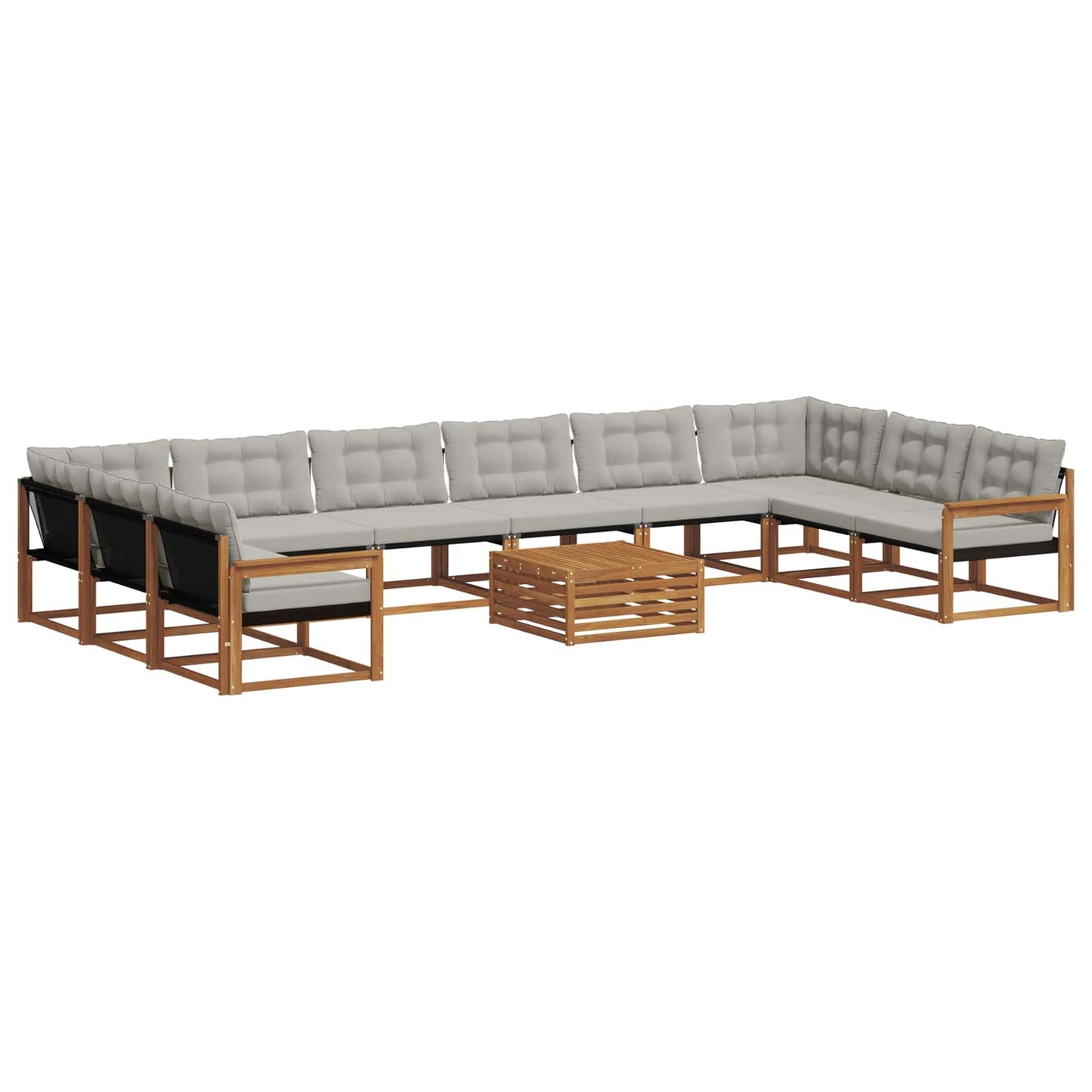 Set di divani da esterno 11 pcs Grigio Naturale e Chiaro