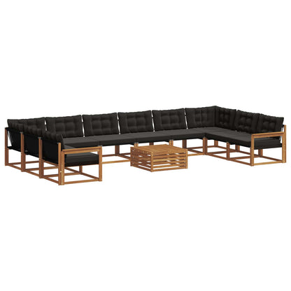 Set di divani da esterno con cuscino 11 pcs Naturale e Nero