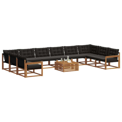 Set di divani da esterno con cuscino 11 pcs Naturale e Nero