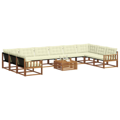 Set di divani da esterno con cuscino 11 pcs Naturale e Crema