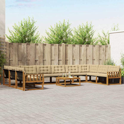 Set di divani da esterno con cuscino 11 pcs Naturale e Beige