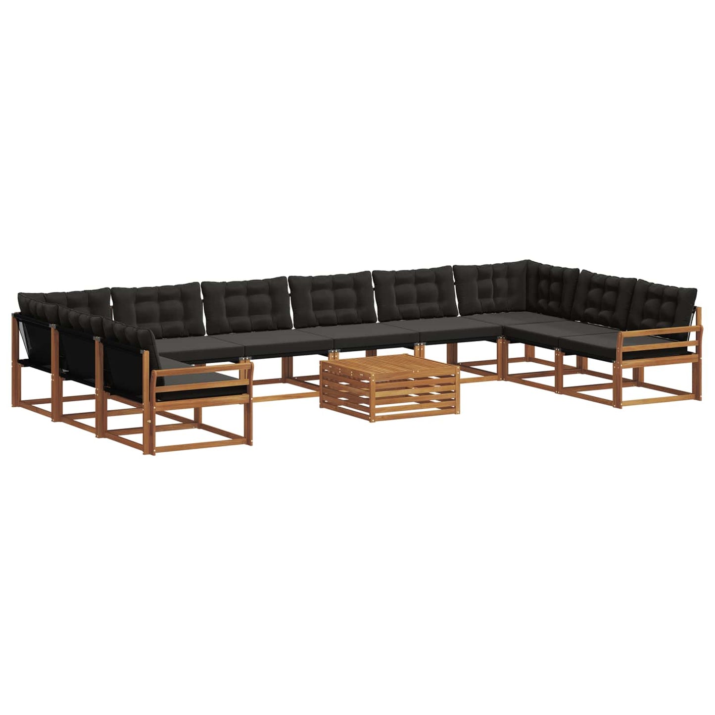 Set di divani da esterno con cuscino 11 pcs Naturale e Nero