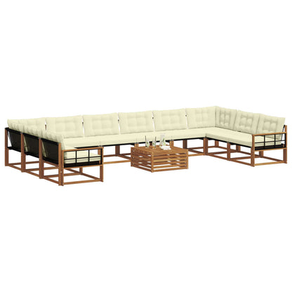 Set di divani da esterno con cuscino 11 pcs Naturale e Crema