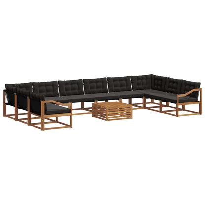 Set di divani da esterno con cuscino 11 pcs Naturale e Nero