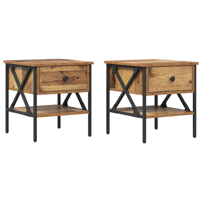 Comodino con cassetto 2 pcs Legno vecchio 40 x 42 x 45 cm