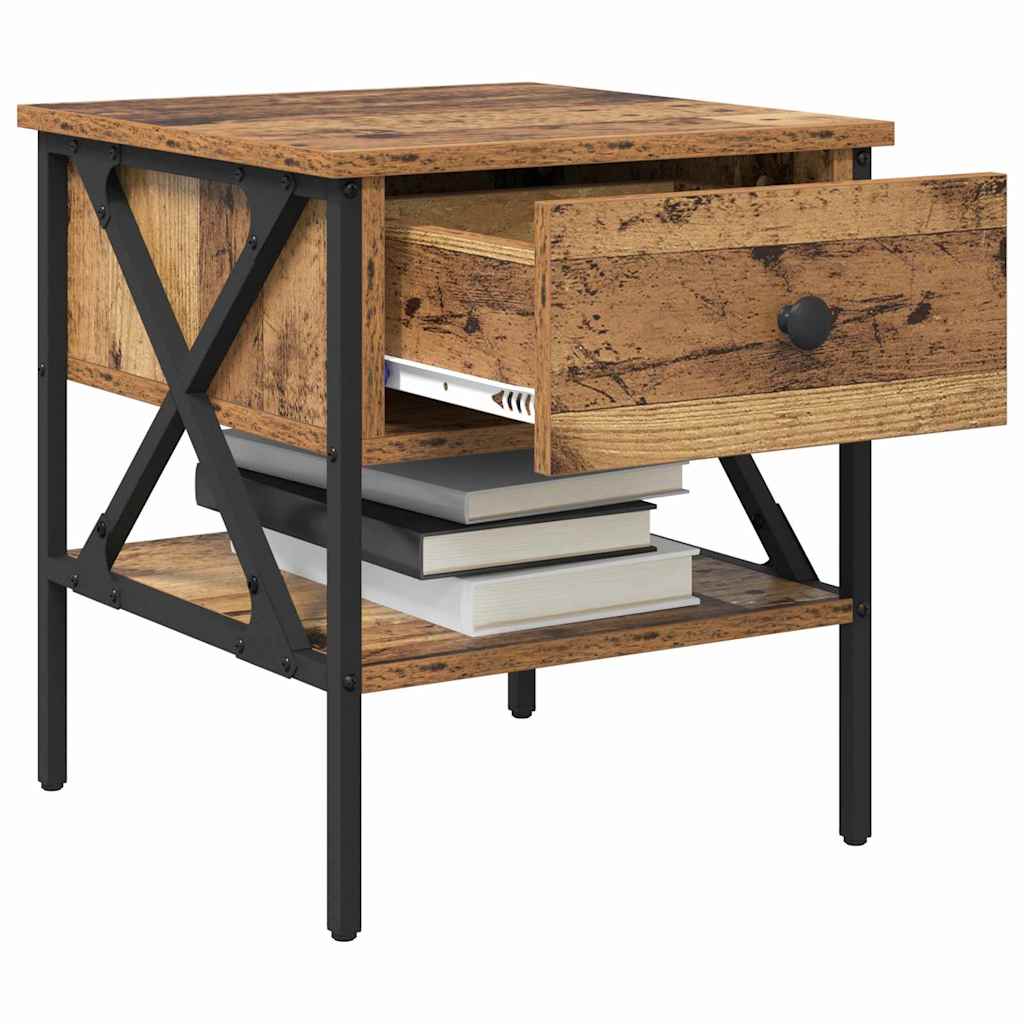 Comodino con cassetto 2 pcs Legno vecchio 40 x 42 x 45 cm