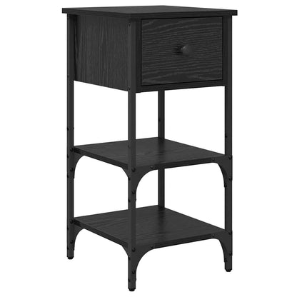Armadio da Notte con cassetto Rovere Nero 33.5 x 36 x 70 cm