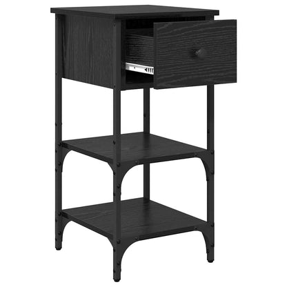 Armadio da Notte con cassetto Rovere Nero 33.5 x 36 x 70 cm