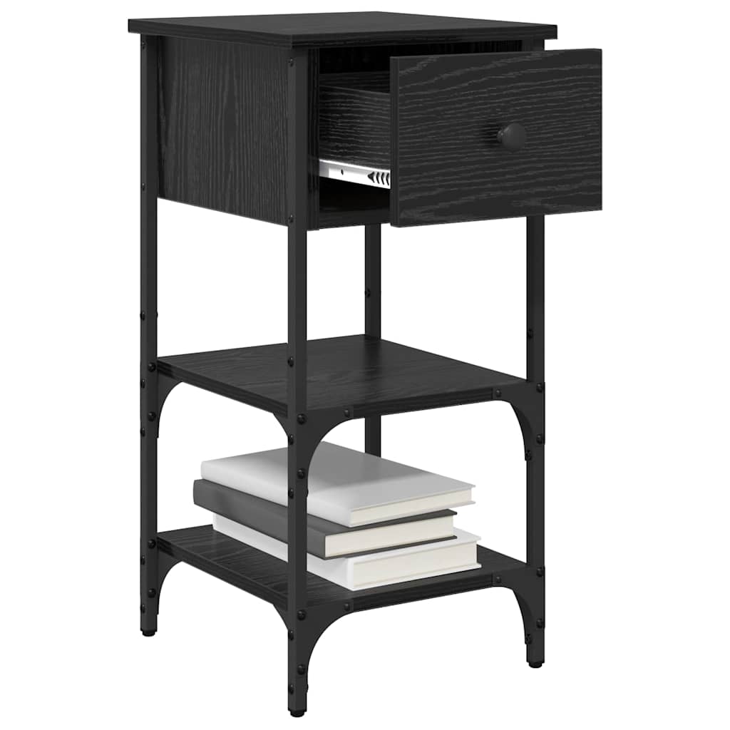 Armadio da Notte con cassetto Rovere Nero 33.5 x 36 x 70 cm