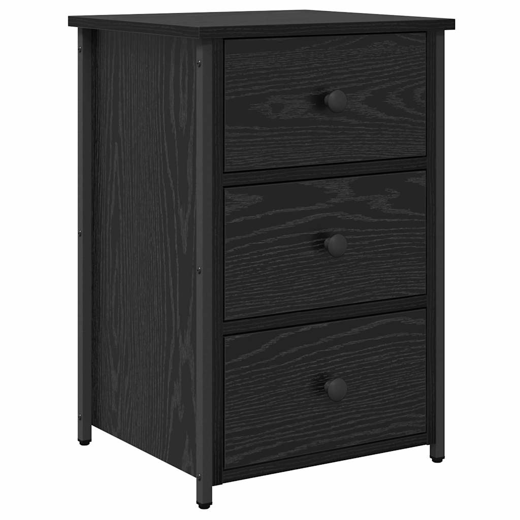 Armadio da Notte con cassetto Rovere Nero 40 x 36 x 60 cm