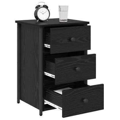 Armadio da Notte con cassetto Rovere Nero 40 x 36 x 60 cm