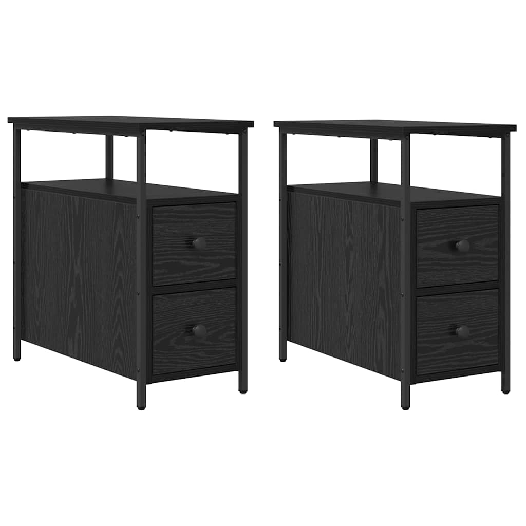 Armadio da Notte con cassetto 2 pcs Rovere nero 30 x 60 x 60 cm