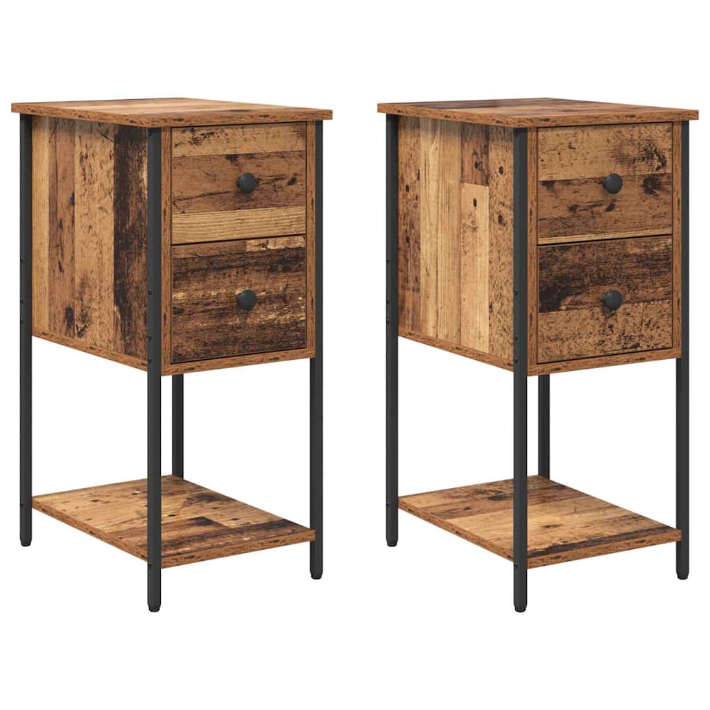 Armadio da Notte 2 pcs Legno vecchio 32 x 42 x 70 cm