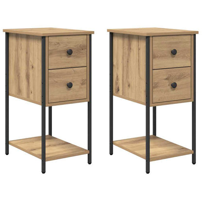 Armadio da Notte 2 pcs rovere artigianale 32 x 42 x 70 cm