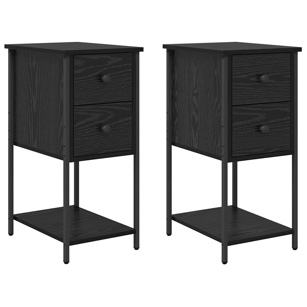 Armadio da Notte con cassetto 2 pcs Rovere nero 32 x 42 x 70 cm