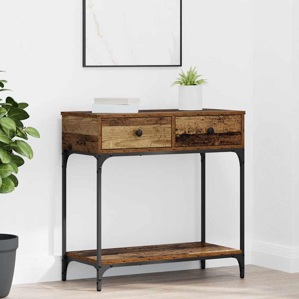 Tavolo consolle con cassetto Legno vecchio 75 x 34.5 x 75 cm