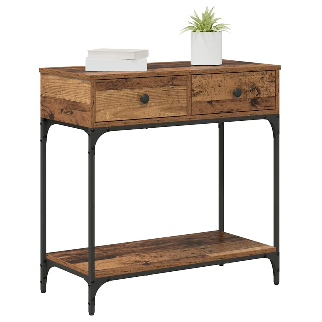 Tavolo consolle con cassetto Legno vecchio 75 x 34.5 x 75 cm