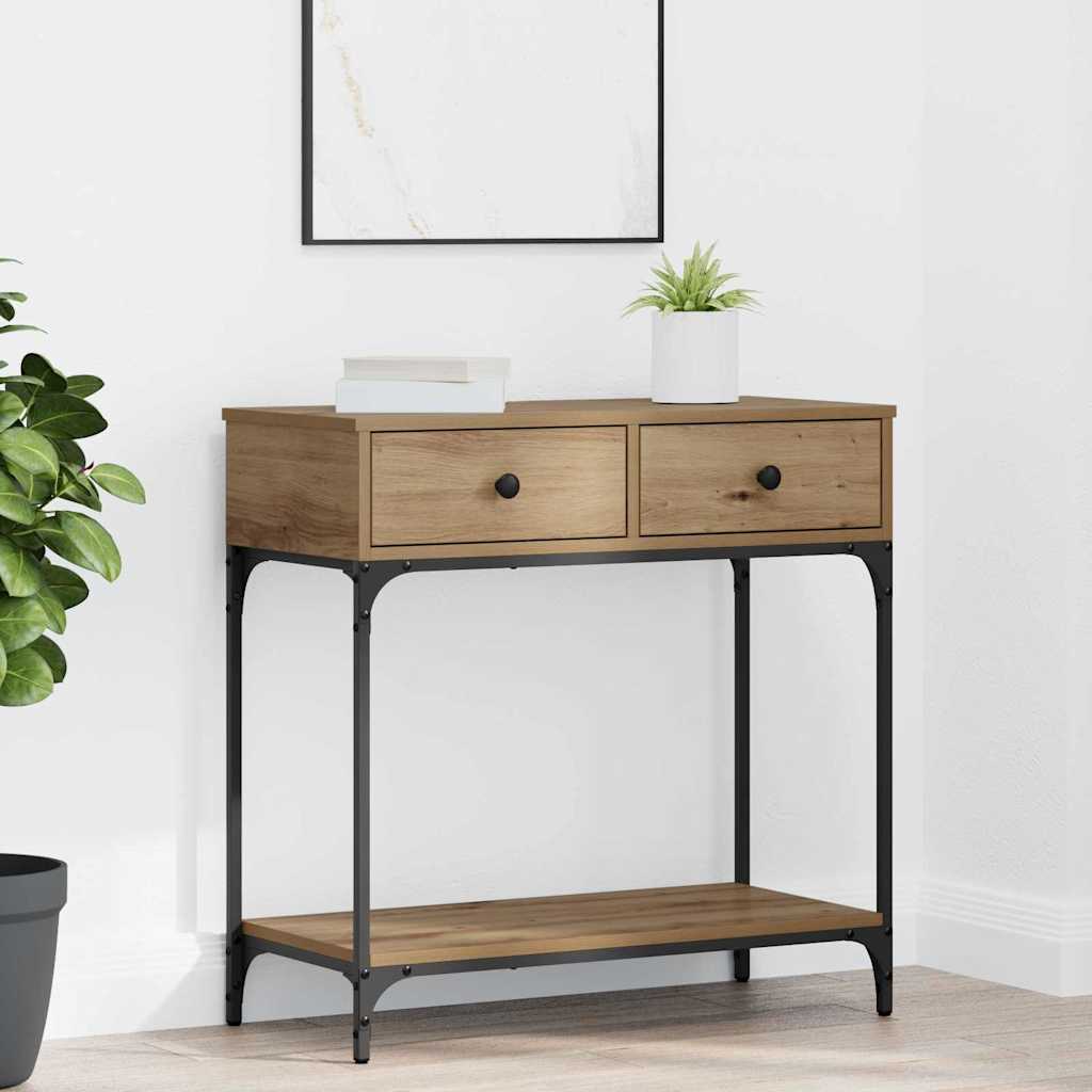 Tavolo consolle rovere artigianale 75 x 34.5 x 75 cm