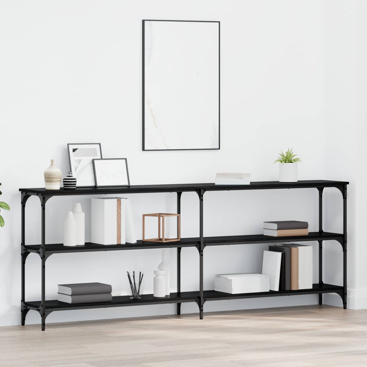 Tavolo consolle Rovere nero 200 x 29 x 75 cm