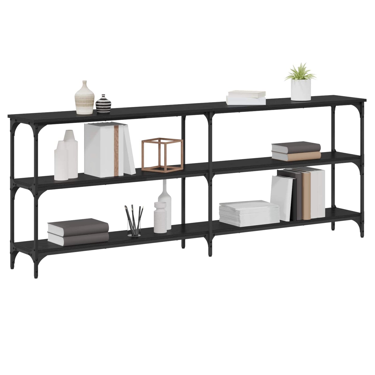 Tavolo consolle Rovere nero 200 x 29 x 75 cm