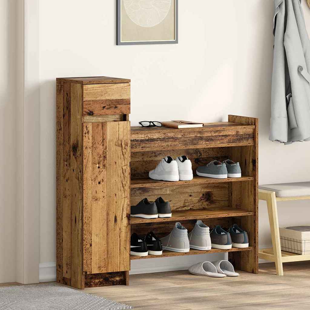 Mobile per scarpe con porta Legno vecchio 100,5 x 28 x 100 cm