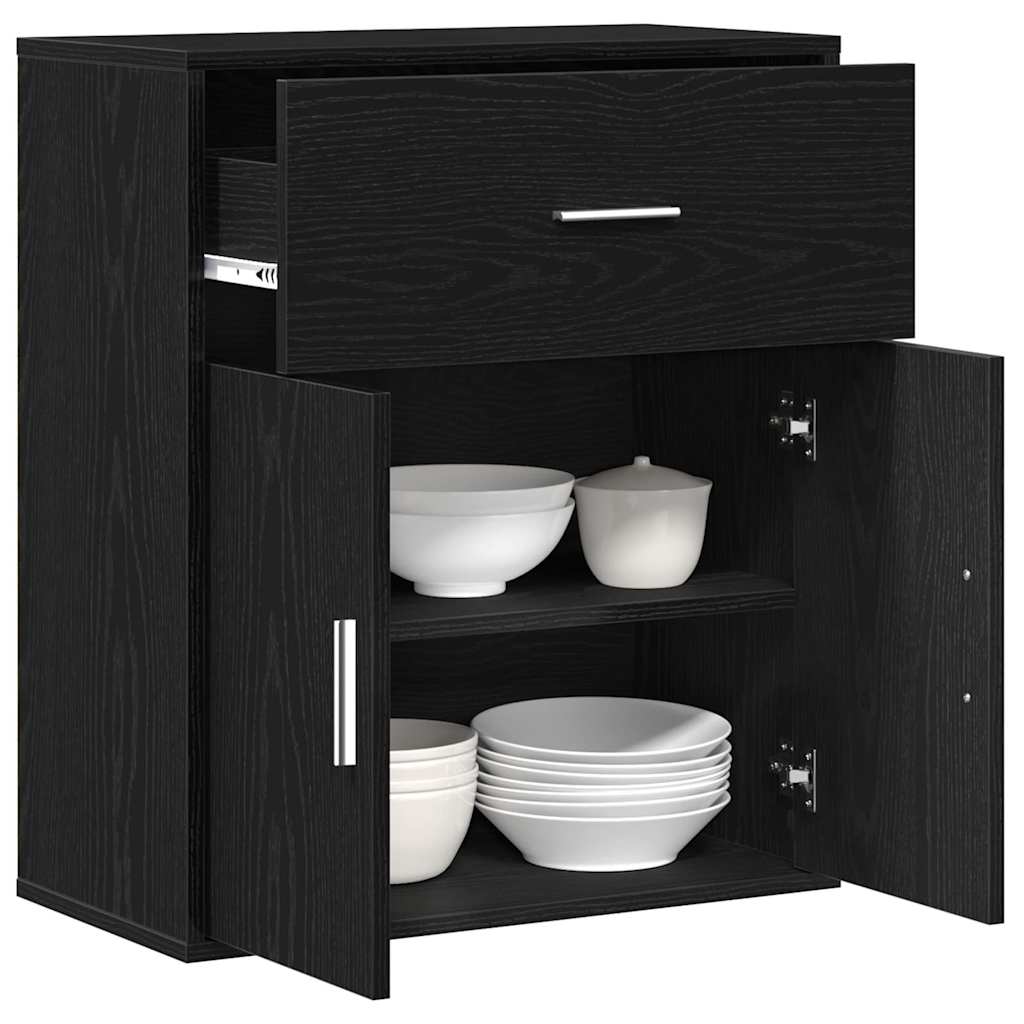 Credenza Rovere Nero 60 x 31 x 70 cm Legno multistrato