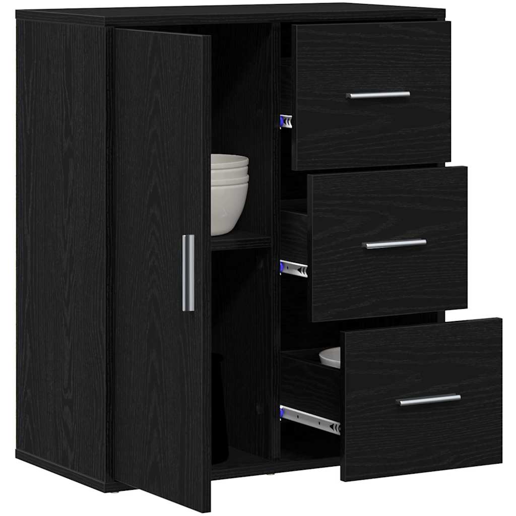 Credenza Rovere Nero 60 x 31 x 70 cm Legno multistrato