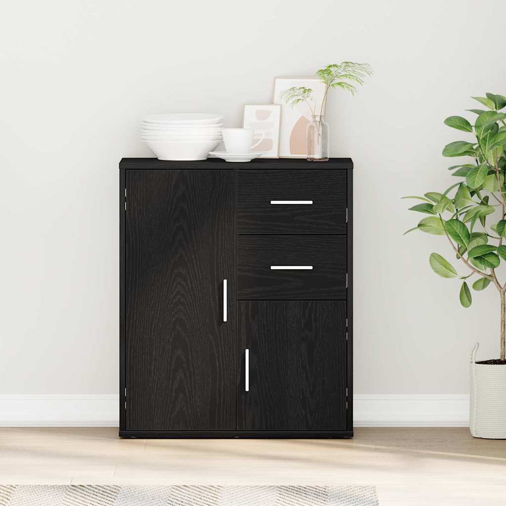 Credenza Rovere Nero 60 x 31 x 70 cm Legno multistrato