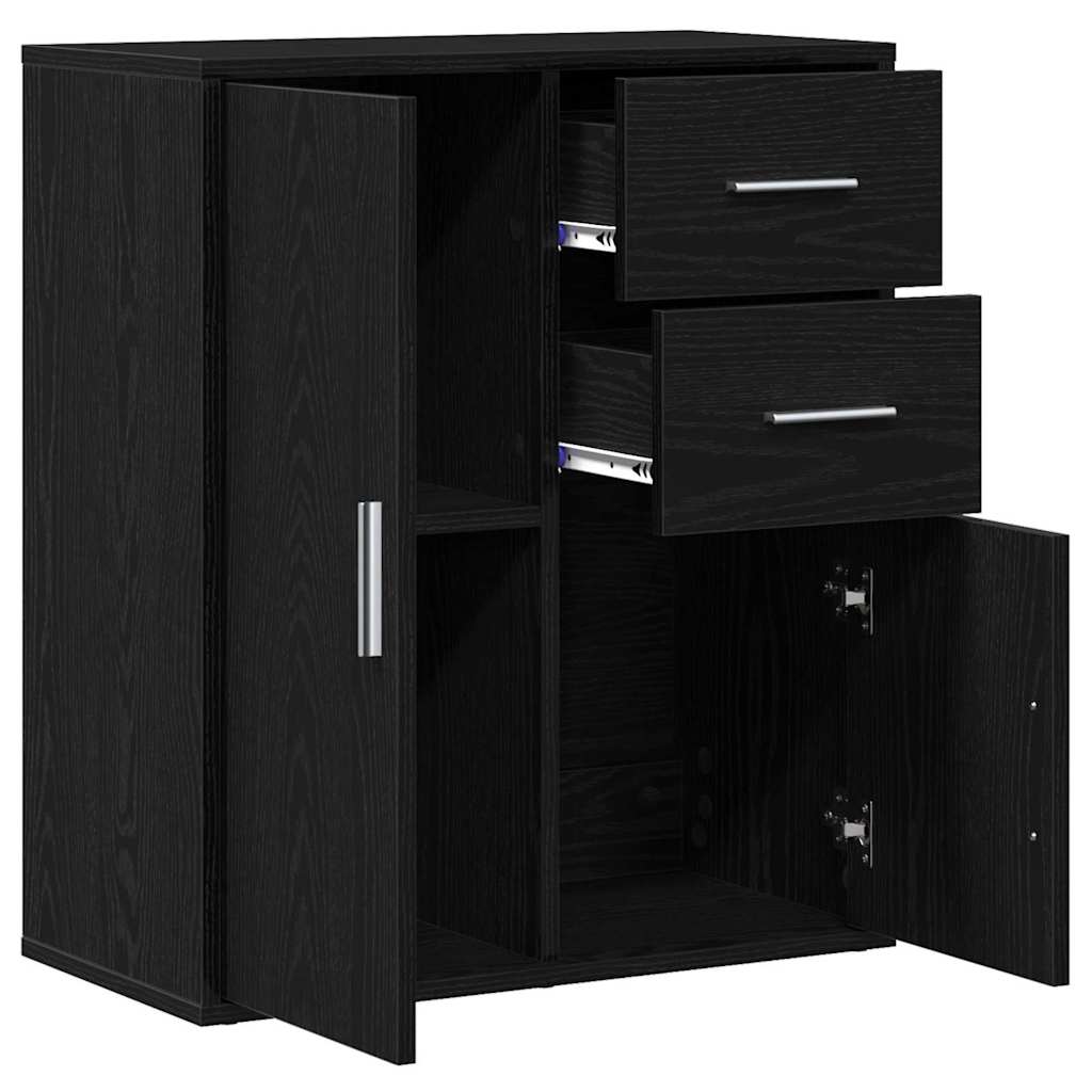 Credenza Rovere Nero 60 x 31 x 70 cm Legno multistrato