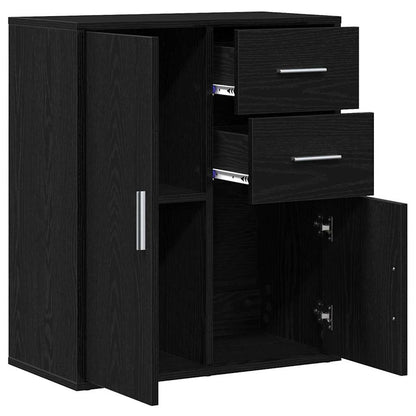Credenza Rovere Nero 60 x 31 x 70 cm Legno multistrato